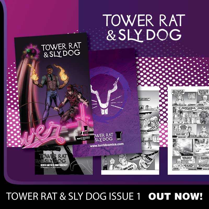 ad for the comic book Tower Rat and Sly Dog